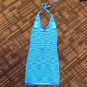 Beginning Boutique Elaina Halter Mini Dress in Blue